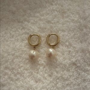 Sterling Silver Freshwater Pearl Hoop Huggie Earrings